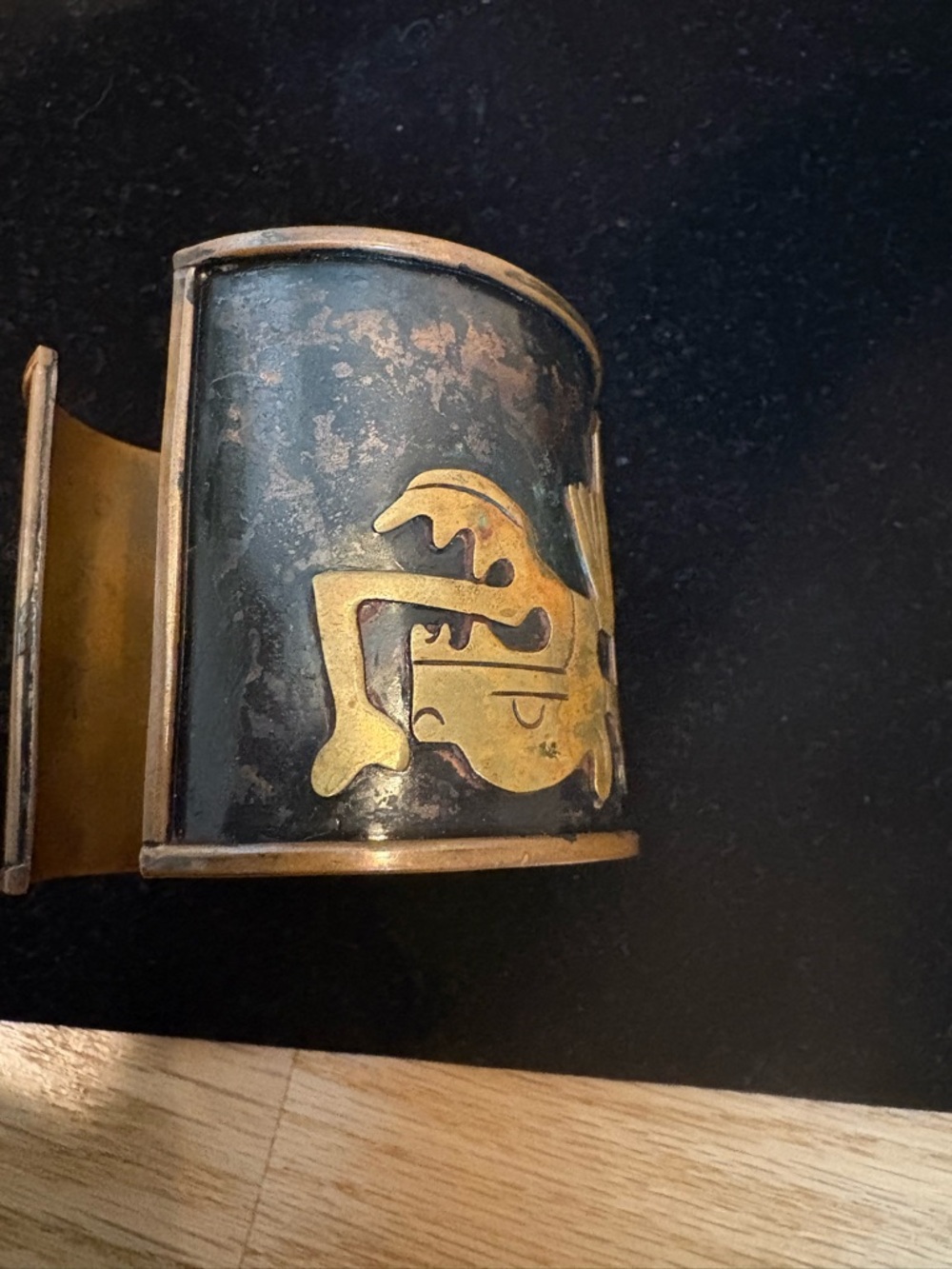 Vintage Copper & Brass Dragon Cuff Bracelet from Mexico - Picture 4 of 7